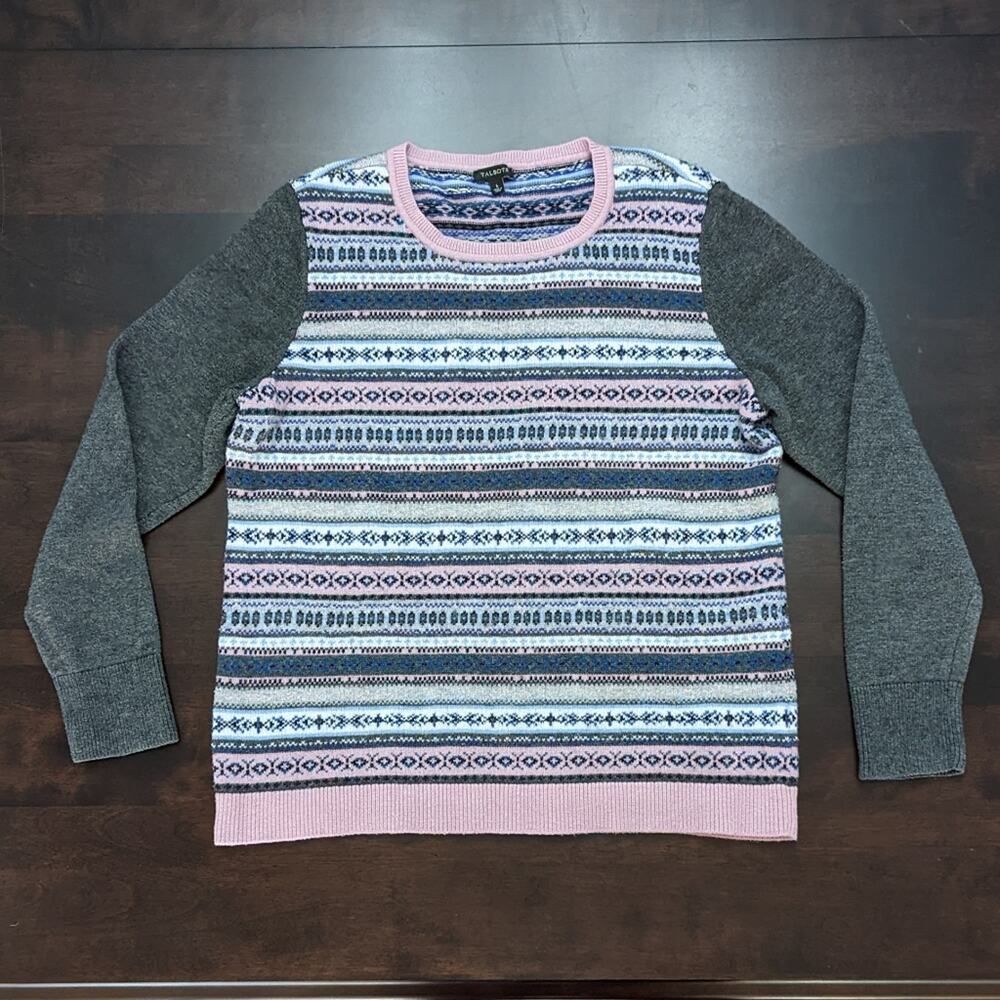 Talbots Lambswool Blend Fair Isle Sweater Size Large